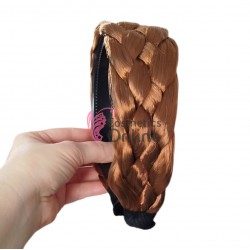 Bentita pentru par impletita spic din fibra sintetica lata BST020NN Castaniu Deschis